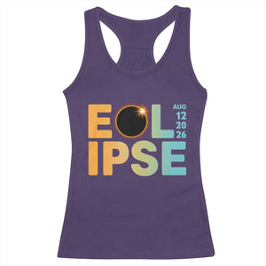 2026 Total Solar Eclipse Retro Typography Racerback Tank Top August 12 Totality Astronomy Gift TS02 Purple Print Your Wear