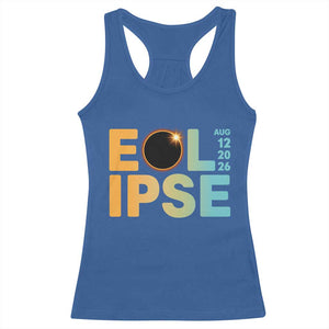 2026 Total Solar Eclipse Retro Typography Racerback Tank Top August 12 Totality Astronomy Gift TS02 Royal Blue Print Your Wear