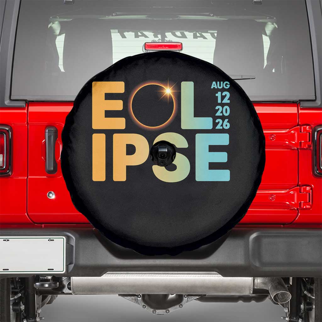 2026 Total Solar Eclipse Retro Typography Spare Tire Cover August 12 Totality Astronomy Gift TS02 Black Print Your Wear