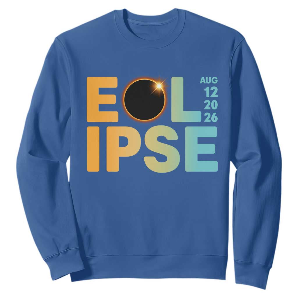 2026 Total Solar Eclipse Retro Typography Sweatshirt August 12 Totality Astronomy Gift TS02 Royal Blue Print Your Wear