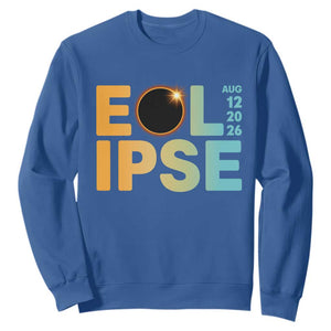 2026 Total Solar Eclipse Retro Typography Sweatshirt August 12 Totality Astronomy Gift TS02 Royal Blue Print Your Wear
