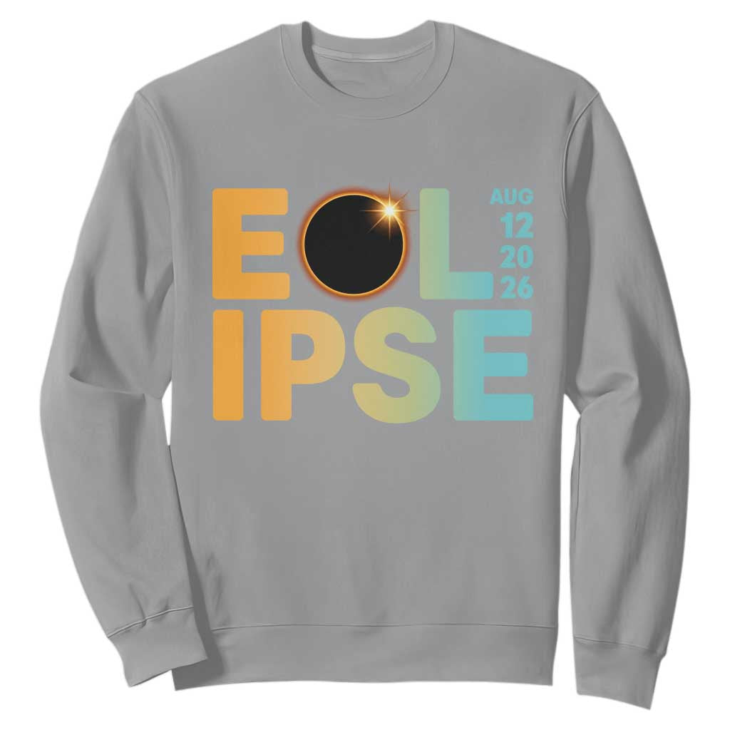2026 Total Solar Eclipse Retro Typography Sweatshirt August 12 Totality Astronomy Gift TS02 Sport Gray Print Your Wear