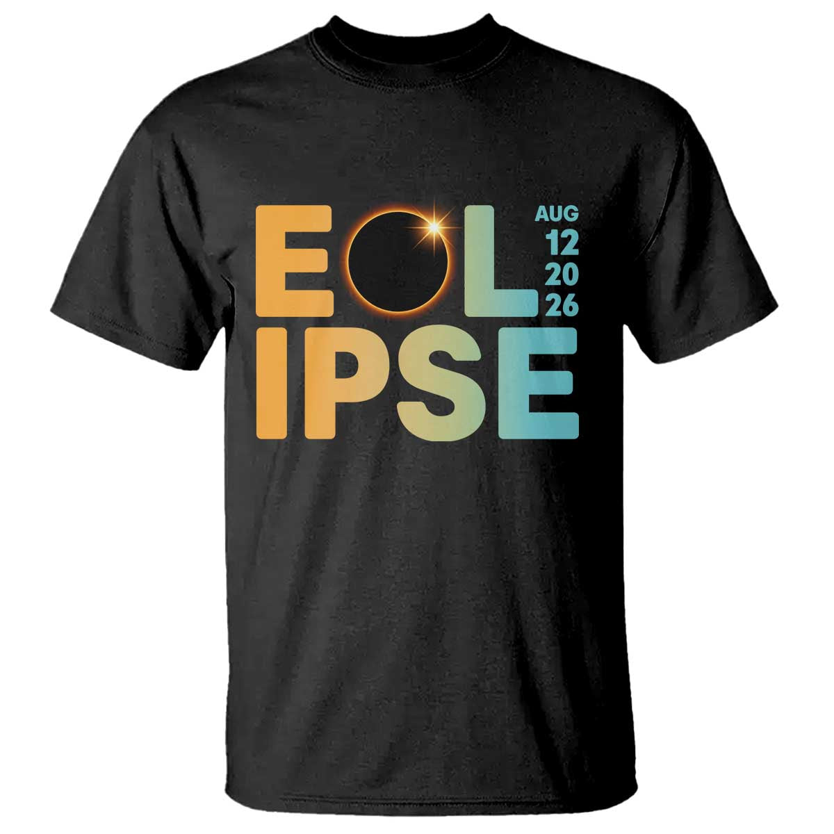 2026 Total Solar Eclipse Retro Typography T Shirt August 12 Totality Astronomy Gift TS02 Black Print Your Wear