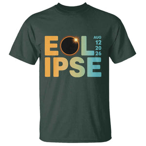 2026 Total Solar Eclipse Retro Typography T Shirt August 12 Totality Astronomy Gift TS02 Dark Forest Green Print Your Wear