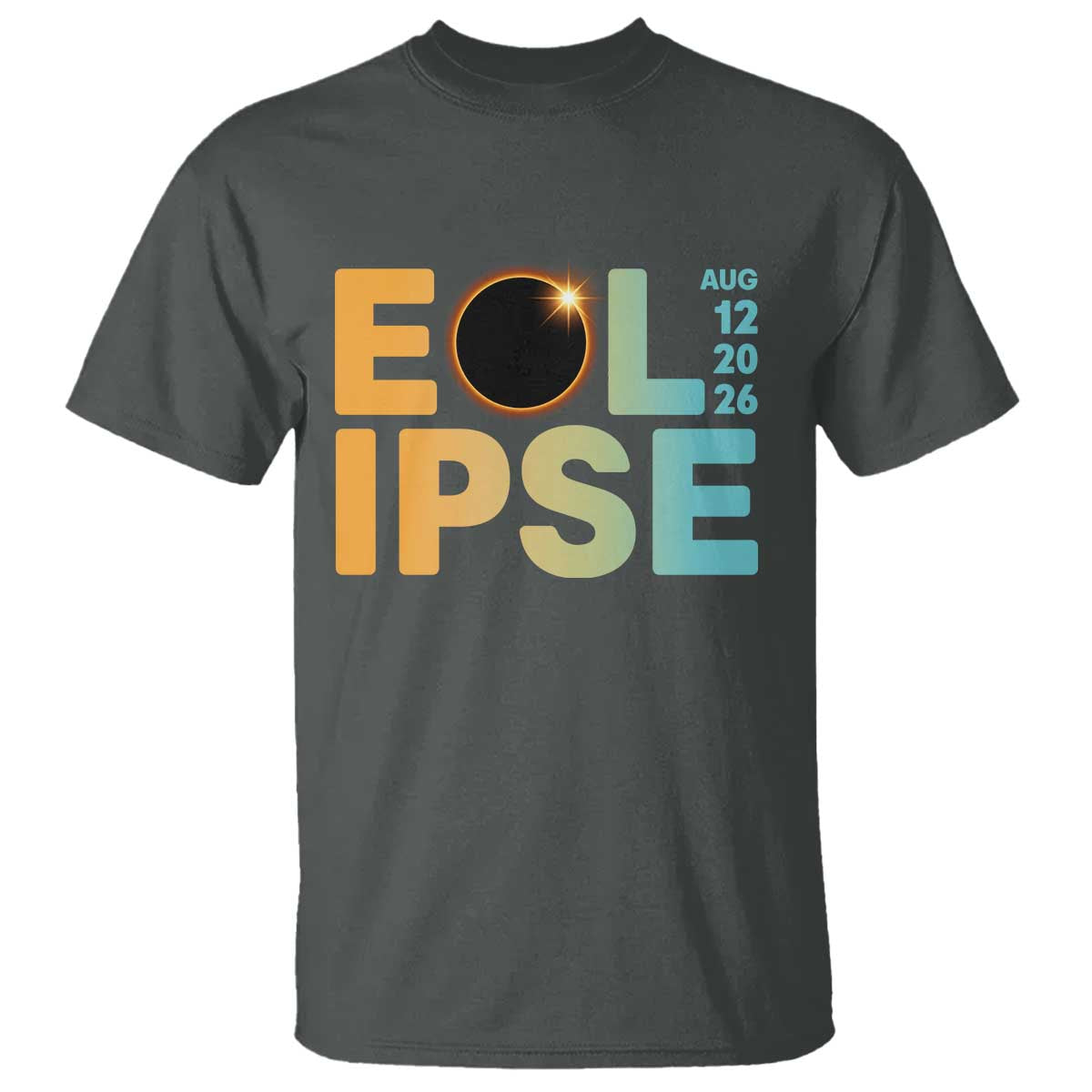 2026 Total Solar Eclipse Retro Typography T Shirt August 12 Totality Astronomy Gift TS02 Dark Heather Print Your Wear
