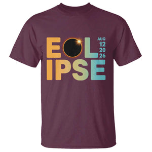 2026 Total Solar Eclipse Retro Typography T Shirt August 12 Totality Astronomy Gift TS02 Maroon Print Your Wear