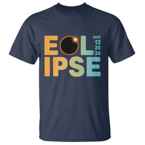 2026 Total Solar Eclipse Retro Typography T Shirt August 12 Totality Astronomy Gift TS02 Navy Print Your Wear