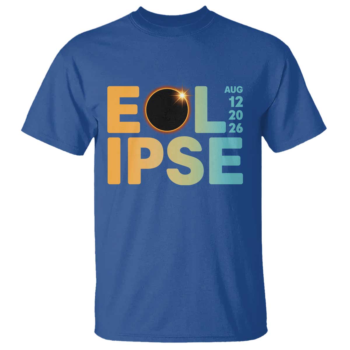 2026 Total Solar Eclipse Retro Typography T Shirt August 12 Totality Astronomy Gift TS02 Royal Blue Print Your Wear