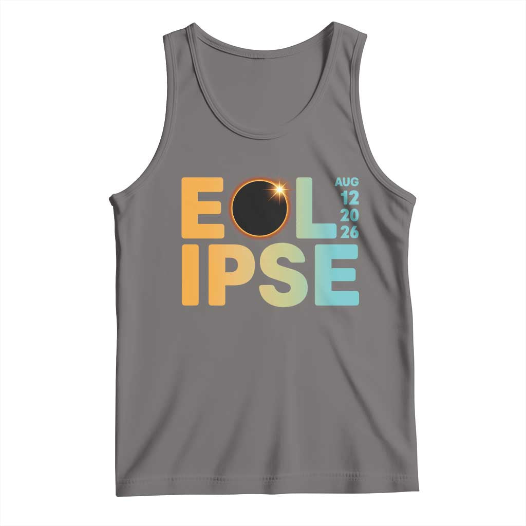 2026 Total Solar Eclipse Retro Typography Tank Top August 12 Totality Astronomy Gift TS02 Deep Heather Print Your Wear