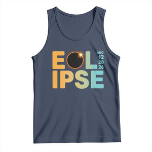 2026 Total Solar Eclipse Retro Typography Tank Top August 12 Totality Astronomy Gift TS02 Navy Print Your Wear
