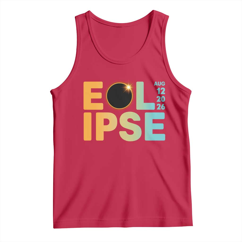2026 Total Solar Eclipse Retro Typography Tank Top August 12 Totality Astronomy Gift TS02 Red Print Your Wear