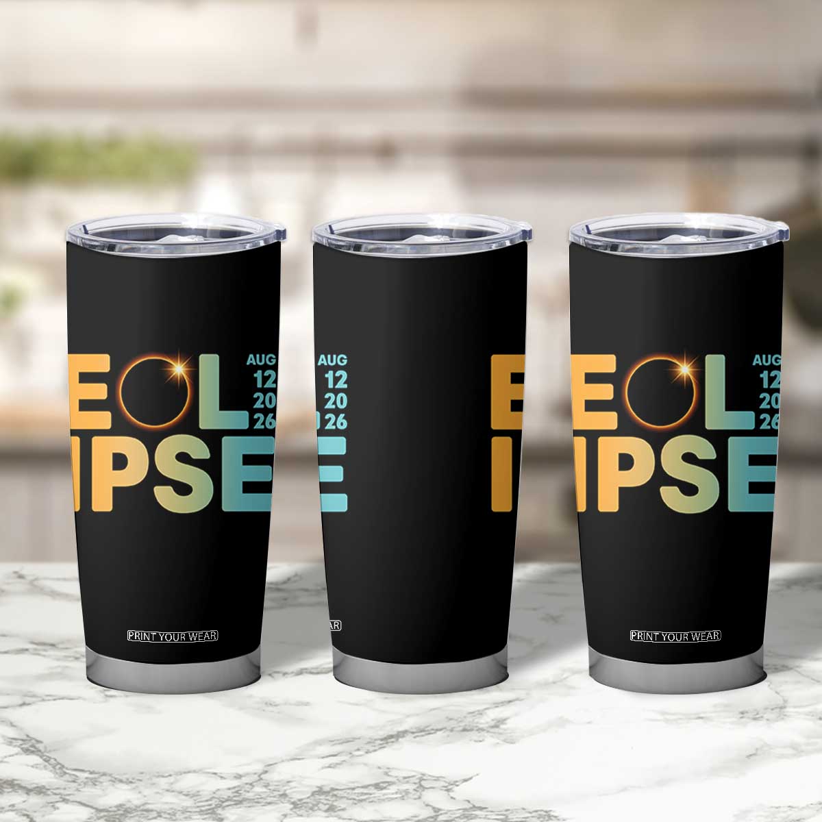 2026 Total Solar Eclipse Retro Typography Tumbler Cup August 12 Totality Astronomy Gift TS02 Print Your Wear