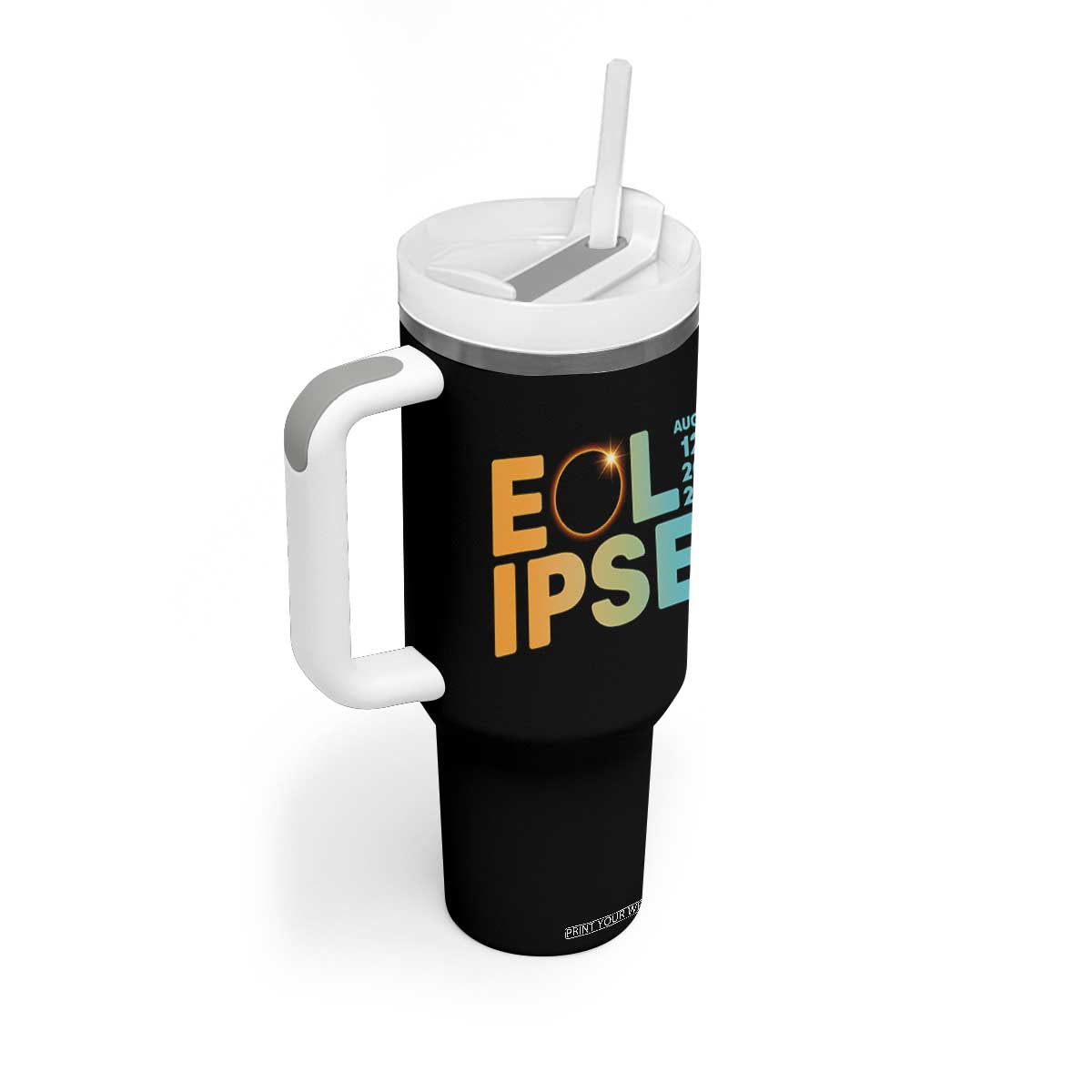 2026 Total Solar Eclipse Retro Typography Tumbler With Handle August 12 Totality Astronomy Gift TS02 Print Your Wear