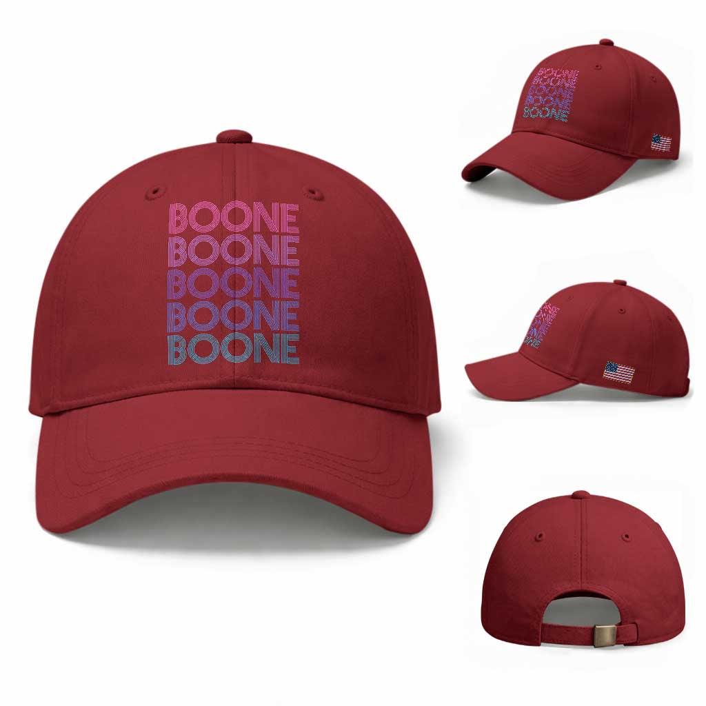 Retro Boone Name Lover Neon Gradient Typography Baseball Cap TS02 Baseball Cap Universal Fit Cherry Red Print Your Wear