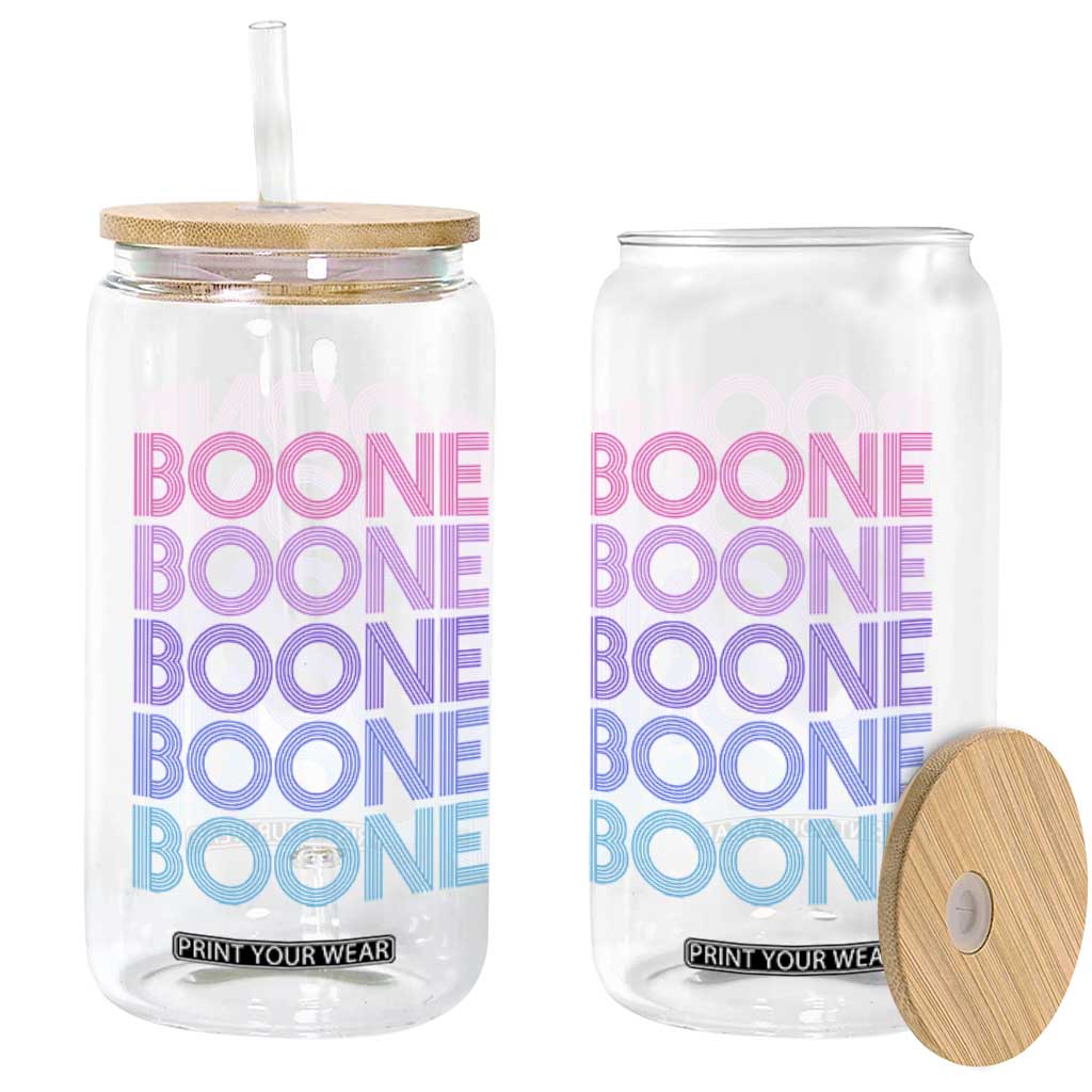 Retro Boone Name Lover Neon Gradient Typography Glass Can TS02 Print Your Wear