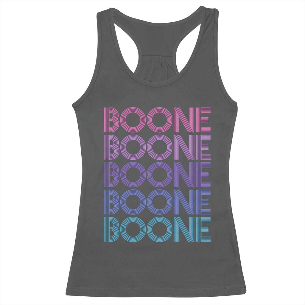 Retro Boone Name Lover Neon Gradient Typography Racerback Tank Top TS02 Dark Heather Print Your Wear