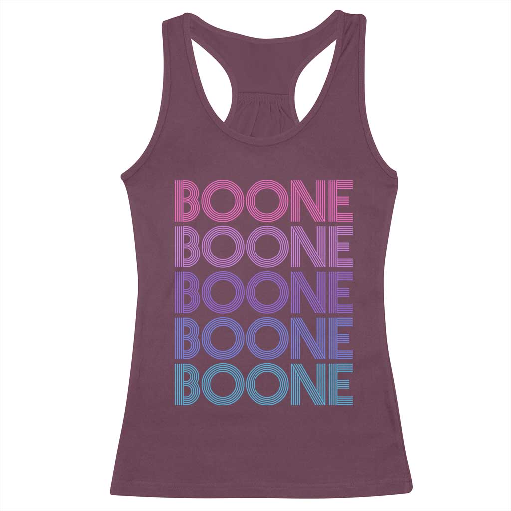 Retro Boone Name Lover Neon Gradient Typography Racerback Tank Top TS02 Maroon Print Your Wear