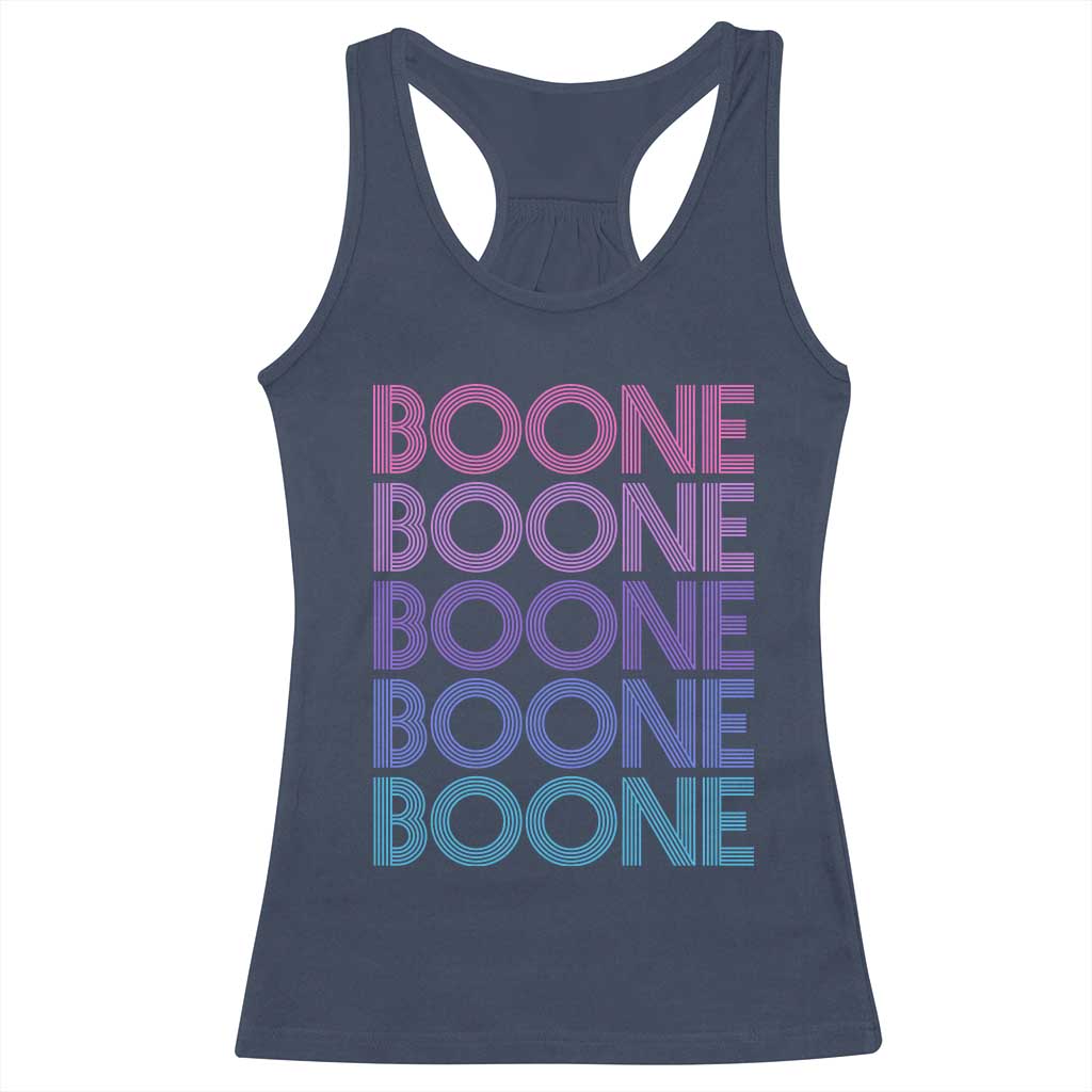Retro Boone Name Lover Neon Gradient Typography Racerback Tank Top TS02 Navy Print Your Wear