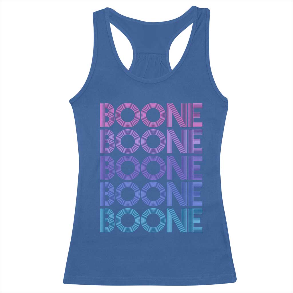 Retro Boone Name Lover Neon Gradient Typography Racerback Tank Top TS02 Royal Blue Print Your Wear