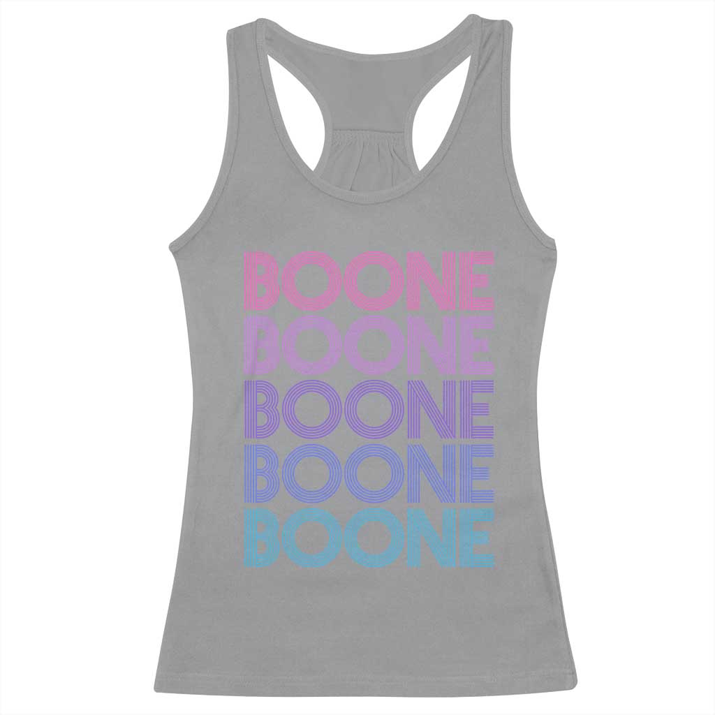 Retro Boone Name Lover Neon Gradient Typography Racerback Tank Top TS02 Sport Gray Print Your Wear