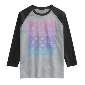 Retro Boone Name Lover Neon Gradient Typography Raglan Shirt TS02 Heather Gray Black Print Your Wear