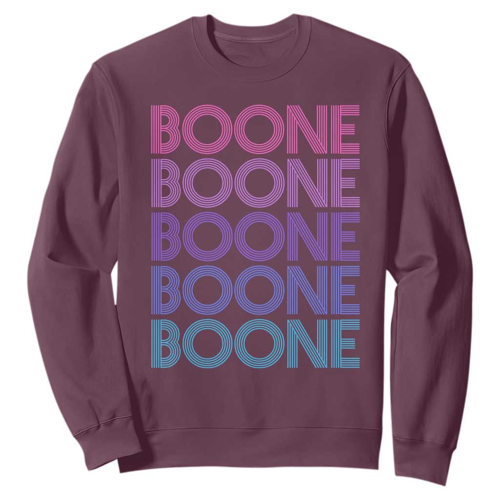 Retro Boone Name Lover Neon Gradient Typography Sweatshirt TS02 Maroon Print Your Wear