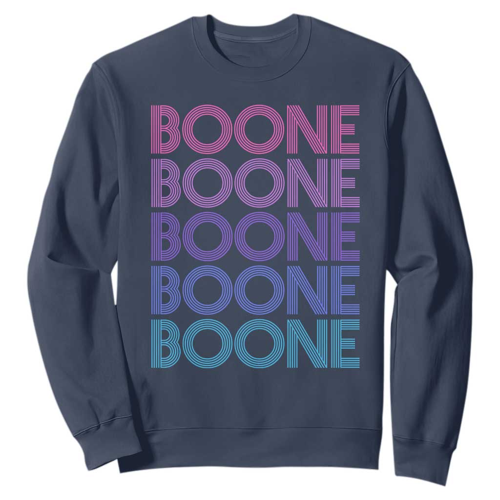 Retro Boone Name Lover Neon Gradient Typography Sweatshirt TS02 Navy Print Your Wear