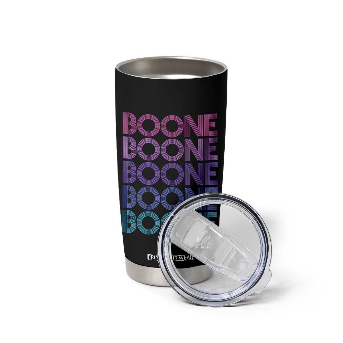 Retro Boone Name Lover Neon Gradient Typography Tumbler Cup TS02 Print Your Wear