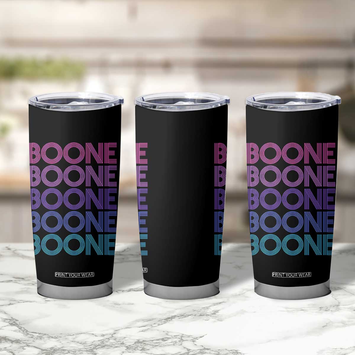 Retro Boone Name Lover Neon Gradient Typography Tumbler Cup TS02 Print Your Wear