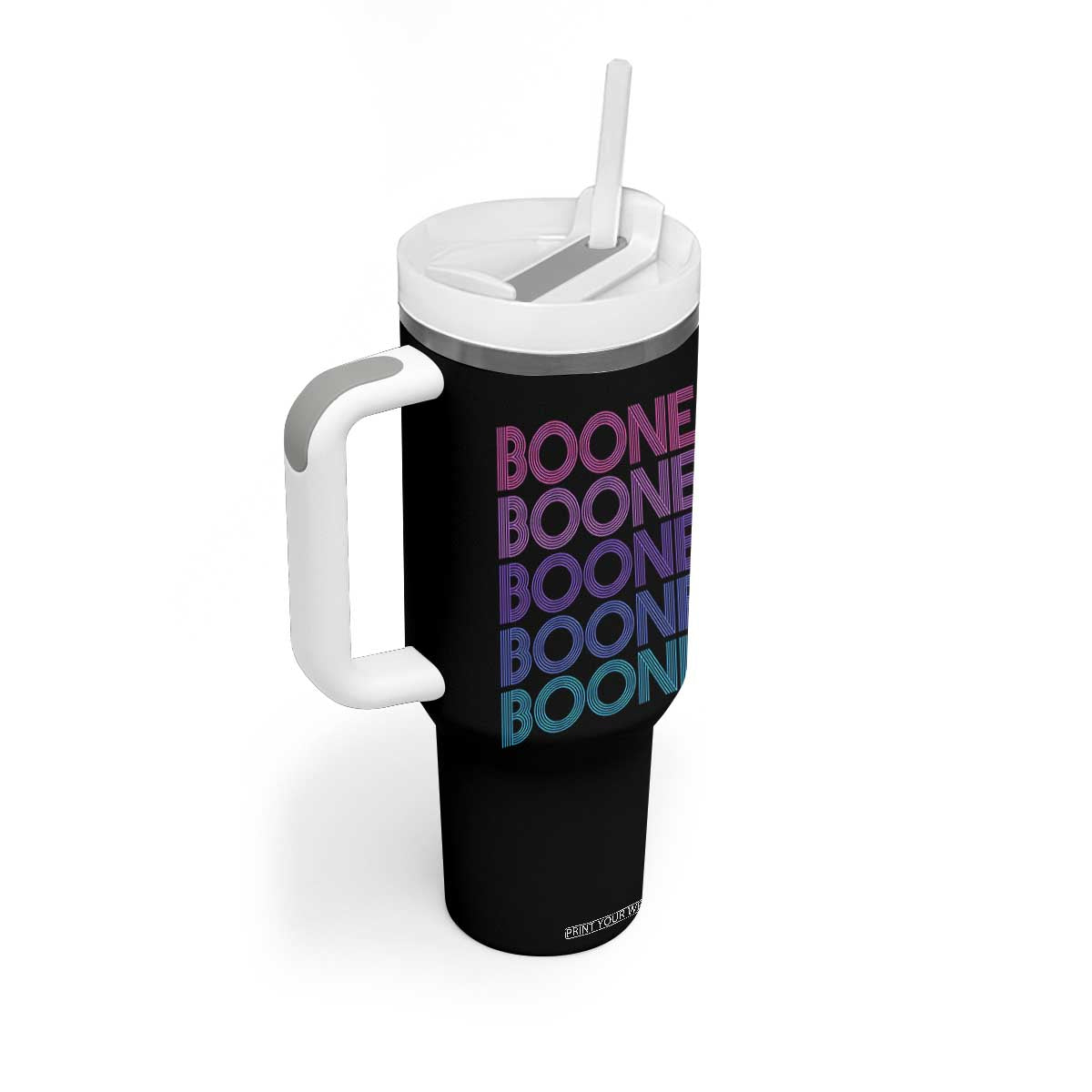 Retro Boone Name Lover Neon Gradient Typography Tumbler With Handle TS02 Print Your Wear
