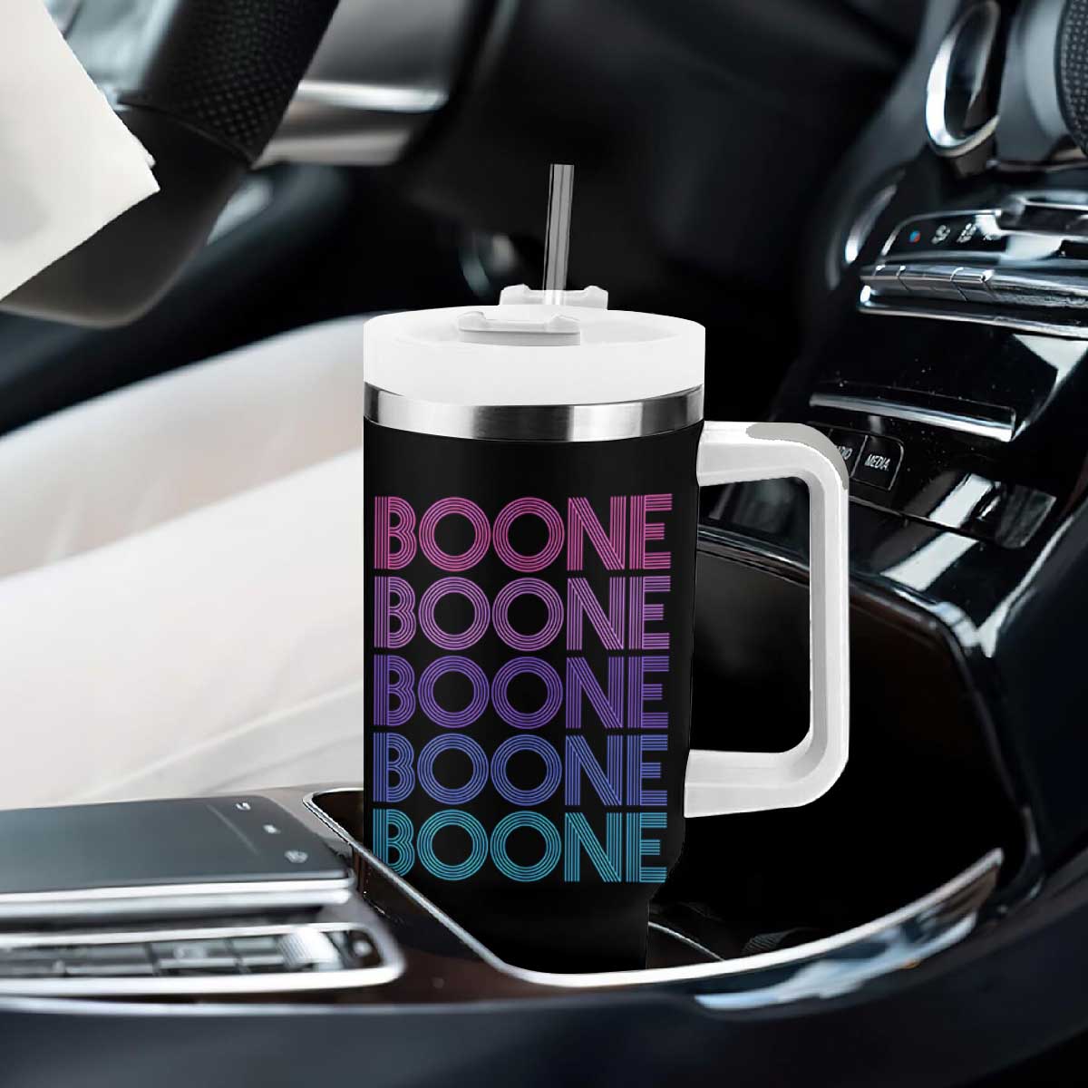 Retro Boone Name Lover Neon Gradient Typography Tumbler With Handle TS02 Print Your Wear