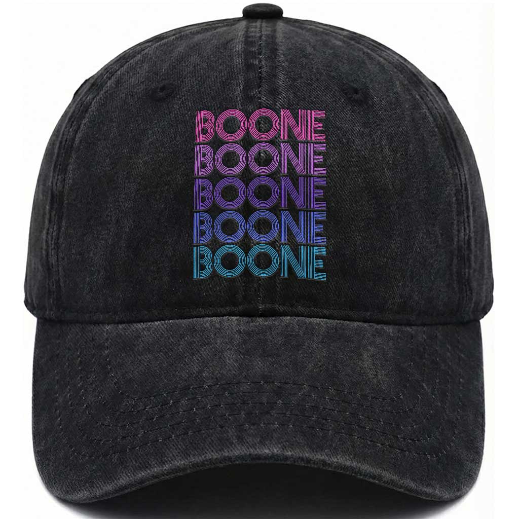 Retro Boone Name Lover Neon Gradient Typography Washed Cotton Baseball Cap TS02 Print Your Wear