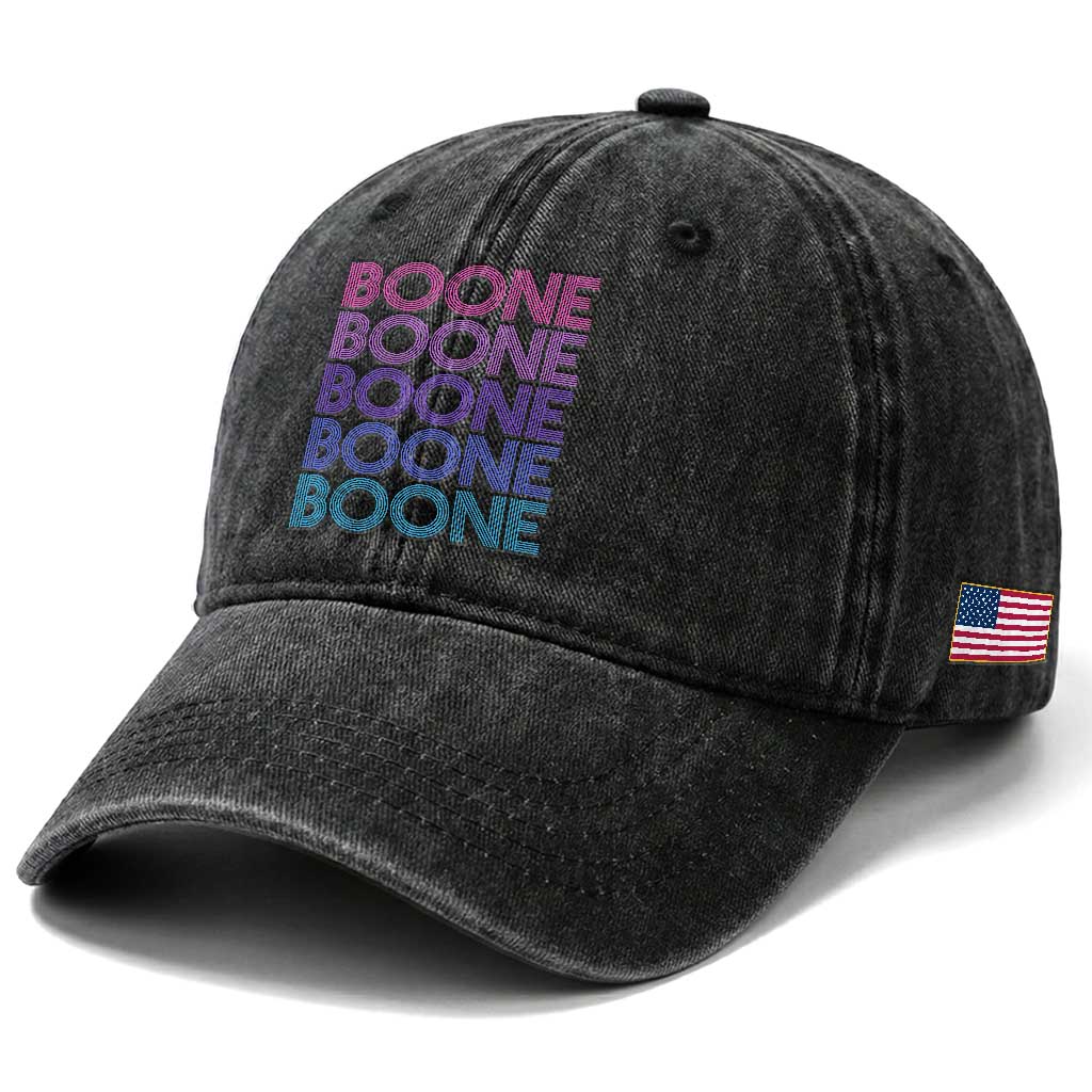 Retro Boone Name Lover Neon Gradient Typography Washed Cotton Baseball Cap TS02 Print Your Wear