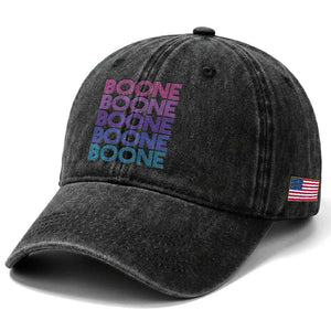 Retro Boone Name Lover Neon Gradient Typography Washed Cotton Baseball Cap TS02 Print Your Wear