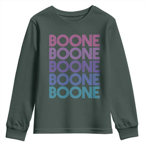 Retro Boone Name Lover Neon Gradient Typography Youth Sweatshirt TS02 Dark Forest Green Print Your Wear