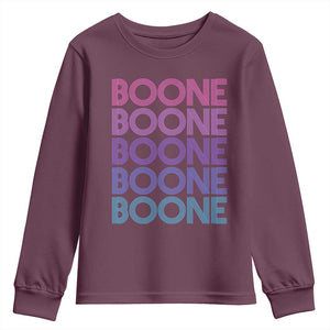 Retro Boone Name Lover Neon Gradient Typography Youth Sweatshirt TS02 Maroon Print Your Wear