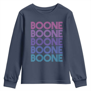 Retro Boone Name Lover Neon Gradient Typography Youth Sweatshirt TS02 Navy Print Your Wear