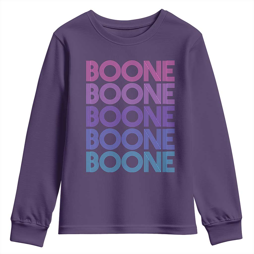 Retro Boone Name Lover Neon Gradient Typography Youth Sweatshirt TS02 Purple Print Your Wear