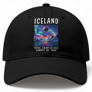 Iceland Total Solar Eclipse 2026 Aurora Baseball Cap Totality Northern Lights Astronomy Travel Gift TS02 Print Your Wear