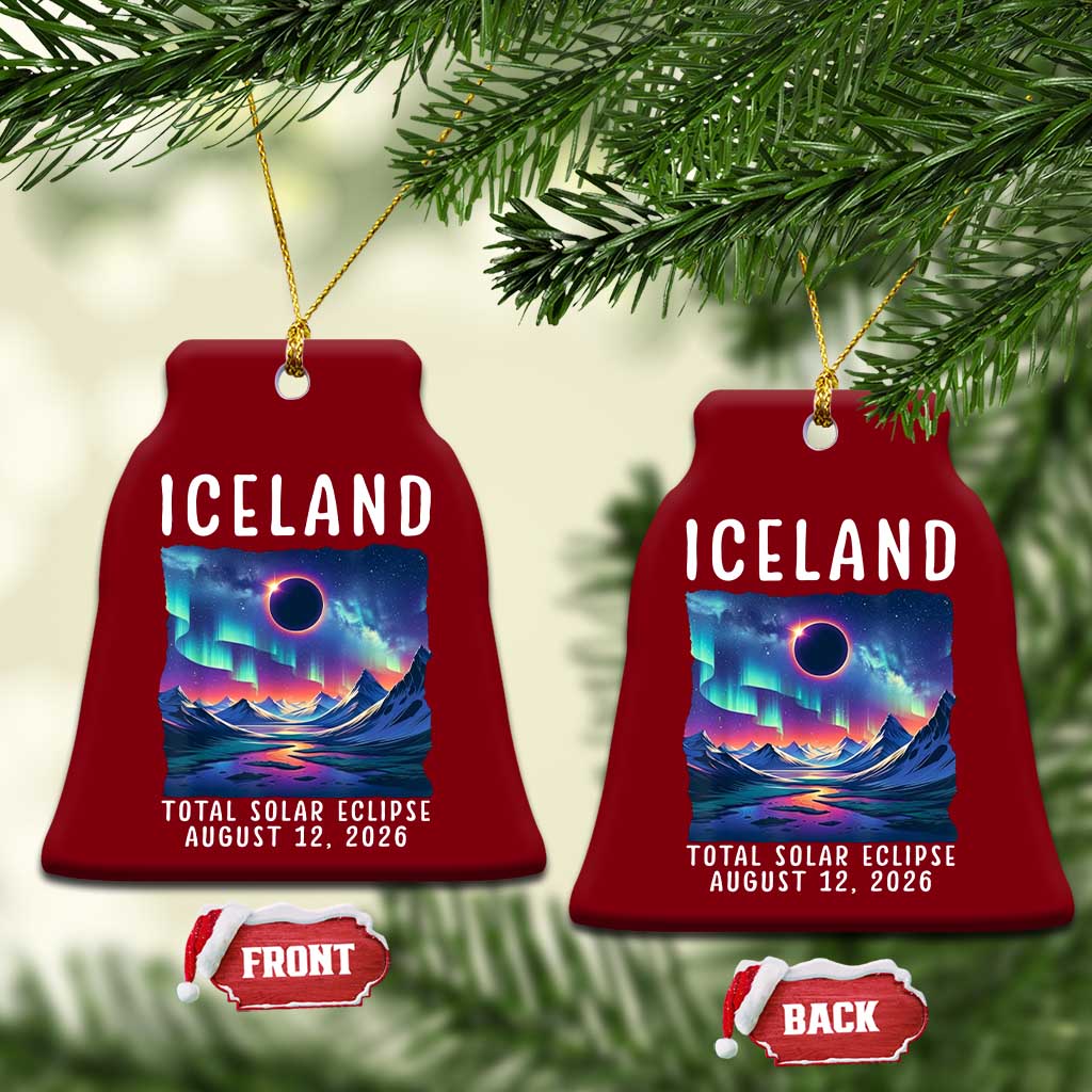 Iceland Total Solar Eclipse 2026 Aurora Ceramic Ornament Totality Northern Lights Astronomy Travel Gift TS02 Print Your Wear