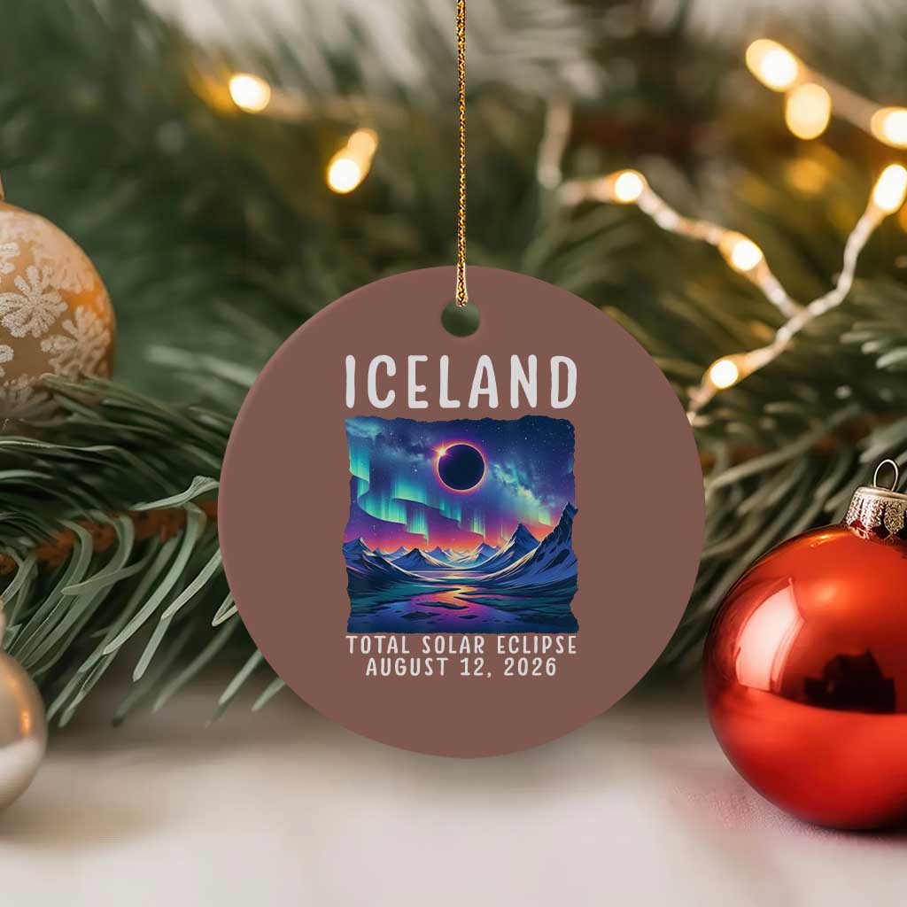 Iceland Total Solar Eclipse 2026 Aurora Ceramic Ornament Totality Northern Lights Astronomy Travel Gift TS02 1pc Mocha Print Your Wear