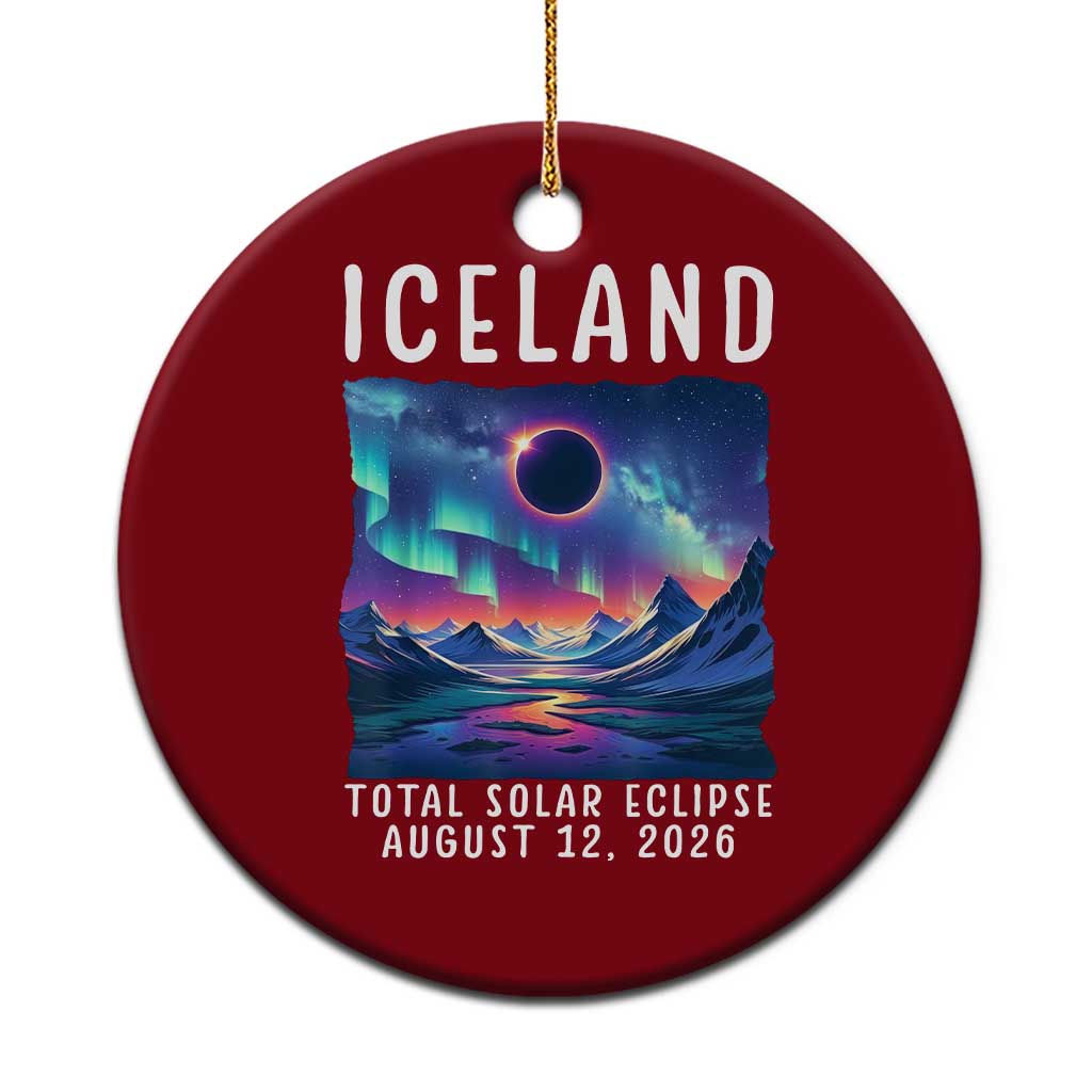Iceland Total Solar Eclipse 2026 Aurora Ceramic Ornament Totality Northern Lights Astronomy Travel Gift TS02 1pc Red Print Your Wear