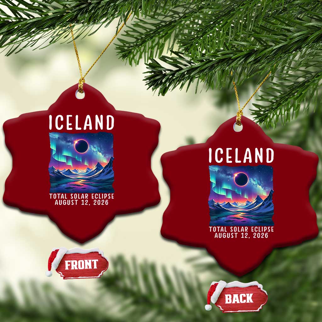 Iceland Total Solar Eclipse 2026 Aurora Ceramic Ornament Totality Northern Lights Astronomy Travel Gift TS02 Print Your Wear