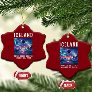 Iceland Total Solar Eclipse 2026 Aurora Ceramic Ornament Totality Northern Lights Astronomy Travel Gift TS02 Print Your Wear