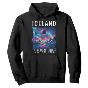 Iceland Total Solar Eclipse 2026 Aurora Hoodie Totality Northern Lights Astronomy Travel Gift TS02 Black Print Your Wear