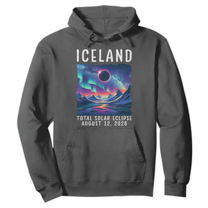 Iceland Total Solar Eclipse 2026 Aurora Hoodie Totality Northern Lights Astronomy Travel Gift TS02 Dark Heather Print Your Wear