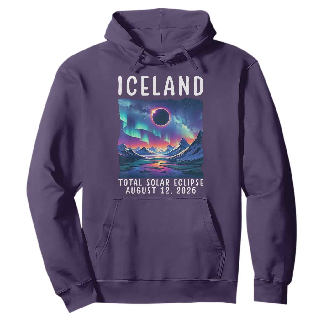 Iceland Total Solar Eclipse 2026 Aurora Hoodie Totality Northern Lights Astronomy Travel Gift TS02 Purple Print Your Wear