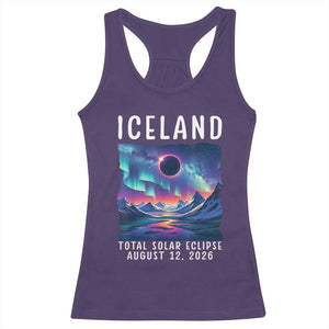 Iceland Total Solar Eclipse 2026 Aurora Racerback Tank Top Totality Northern Lights Astronomy Travel Gift TS02 Purple Print Your Wear