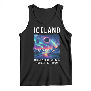 Iceland Total Solar Eclipse 2026 Aurora Tank Top Totality Northern Lights Astronomy Travel Gift TS02 Black Print Your Wear