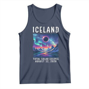 Iceland Total Solar Eclipse 2026 Aurora Tank Top Totality Northern Lights Astronomy Travel Gift TS02 Navy Print Your Wear
